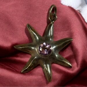 🟢Sun Sterling Necklace Charm with Amethyst